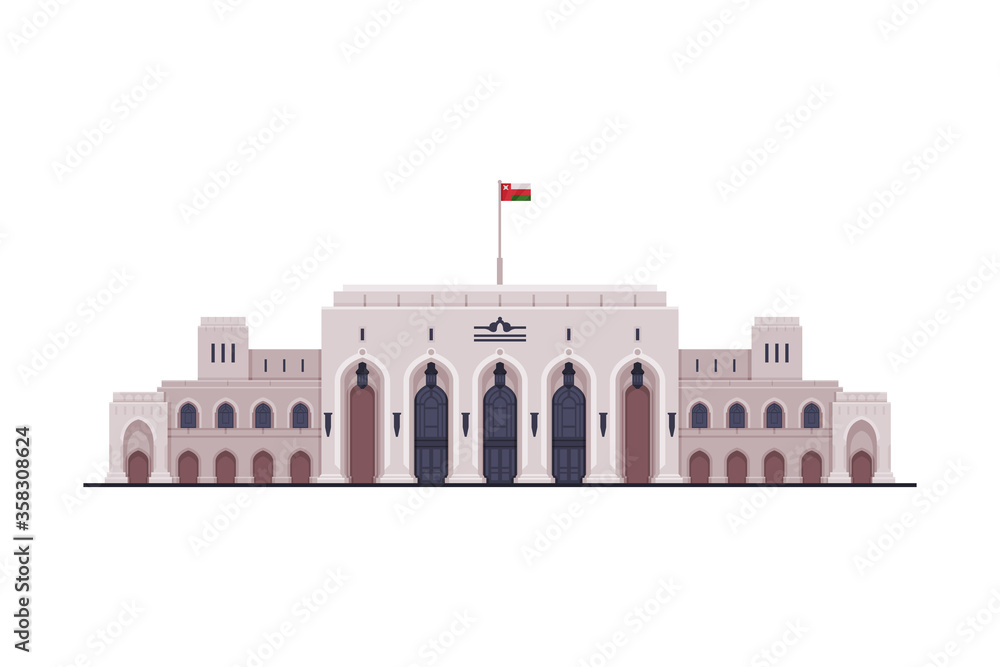 Canvas Prints Muscat City Architecture, Travel to Oman, Famous Landmark Flat Vector Illustration