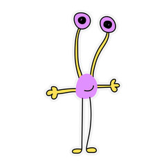 Childish poster with cute hand drawn monster. Perfect for kids bedroom, nursery decoration, posters and wall decorations.