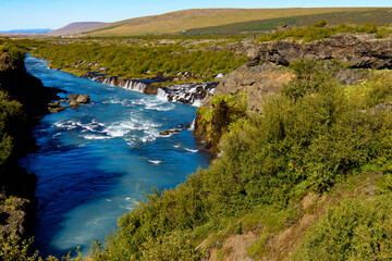 Hraunfossar waterfalls (Borgarfjordur, Iceland),