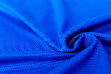 blue fabric polyester texture. popular material in sportswear.