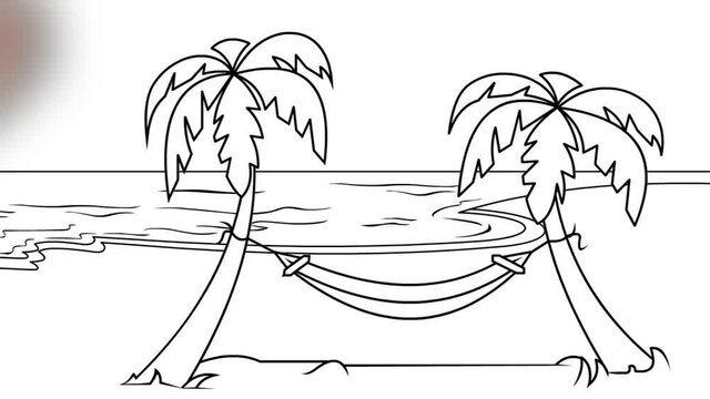summer vacation in tropical beach. animated doodle video
