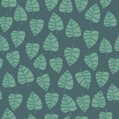 Random leaves seamless pattern. Simple botanical background. Foliage wallpaper.
