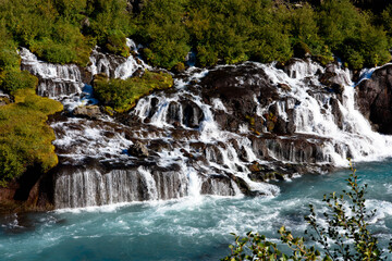 Obraz premium Hraunfossar waterfalls (Borgarfjordur, Iceland),