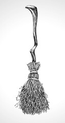 Witch's broom vector drawing on a white background