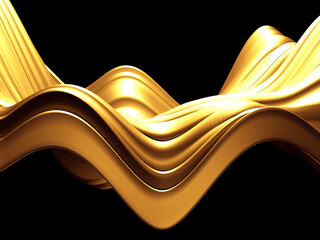 Golden abstract wavy liquid background
