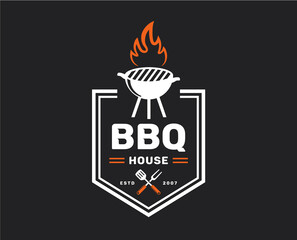 BBQ house logo. Vector emblem.
