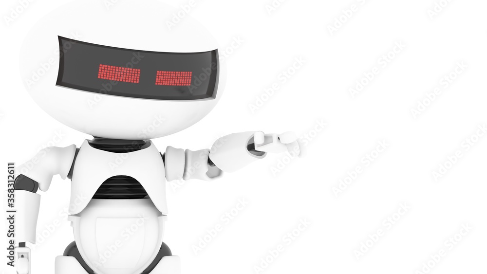 Fototapete robot 3d rendering illustration on white background. droid 3d rendering. technic science and futuris