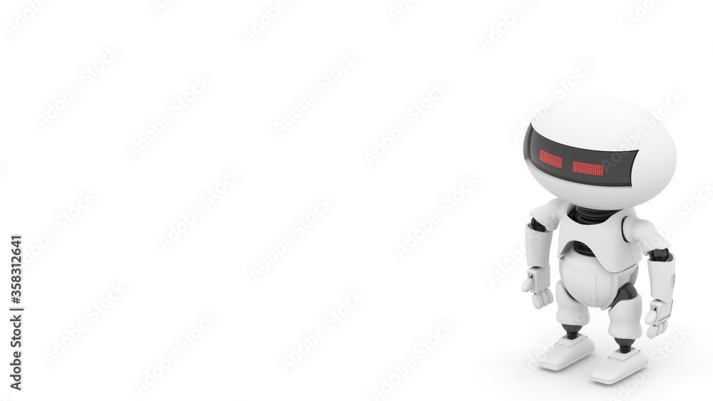 Fototapete robot 3d rendering illustration on white background. droid 3d rendering. technic science and futuris