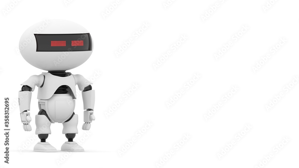Fototapete robot 3d rendering illustration on white background. droid 3d rendering. technic science and futuris