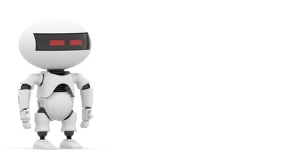 Robot 3d rendering illustration on white background. Droid 3d rendering. Technic science and futuristic background.