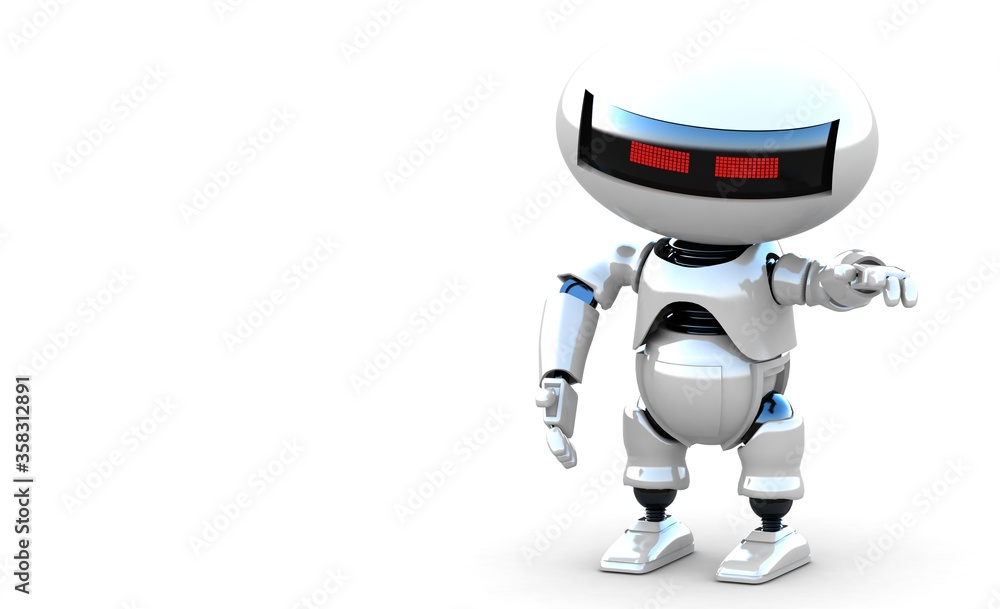 Fototapete robot 3d rendering illustration on white background. droid 3d rendering. technic science and futuris