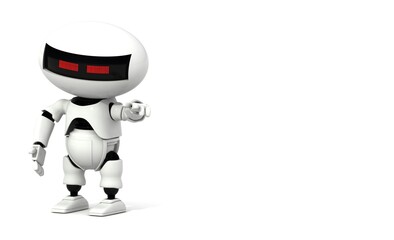 Robot 3d rendering illustration on white background. Droid 3d rendering. Technic science and futuristic background.