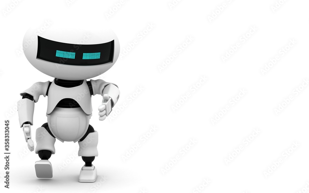 Fototapete robot 3d rendering illustration on white background. droid 3d rendering. technic science and futuris