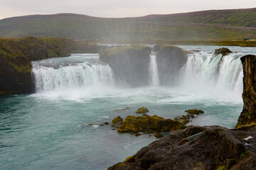 Godafoss (waterfall of the gods)  in the Bardardalur district of Northeastern Region of Iceland