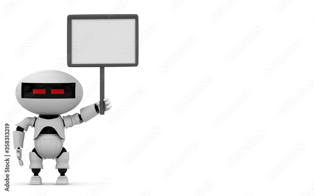 Fototapete robot 3d rendering illustration on white background. droid 3d rendering. technic science and futuris