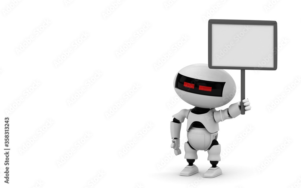 Fototapete robot 3d rendering illustration on white background. droid 3d rendering. technic science and futuris