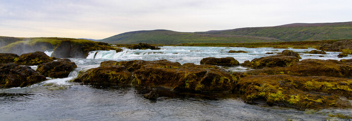 Godafoss (waterfall of the gods)  in the Bardardalur district of Northeastern Region of Iceland