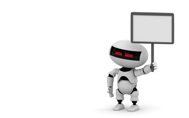 Robot 3d rendering illustration on white background. Droid 3d rendering. Technic science and futuristic background.