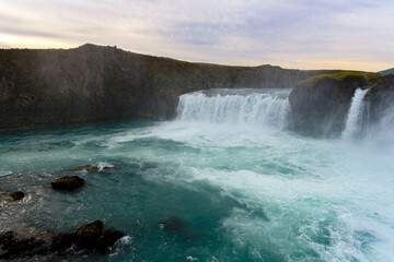 Godafoss (waterfall of the gods)  in the Bardardalur district of Northeastern Region of Iceland