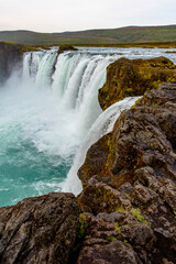 Godafoss (waterfall of the gods)  in the Bardardalur district of Northeastern Region of Iceland