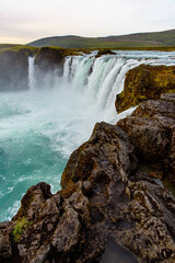 Godafoss (waterfall of the gods)  in the Bardardalur district of Northeastern Region of Iceland