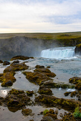 Godafoss (waterfall of the gods)  in the Bardardalur district of Northeastern Region of Iceland