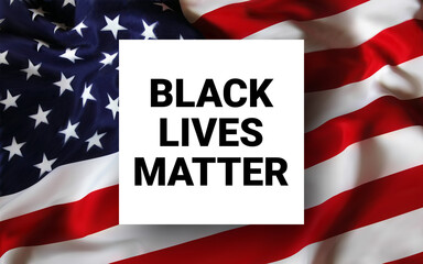 Black Lives Matter calligraphic text and USA flag vector illustration. Stop racism. I can t breathe. Stop shooting. Black lives matter. USA flag. Police violence. Stop violence. BLM. Stop racism.