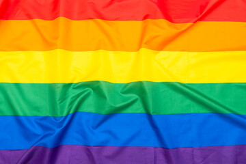 LGBT rainbow flag, fabric gay, lesbian flag as background or texture