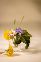 Spring decorative flowers in glass