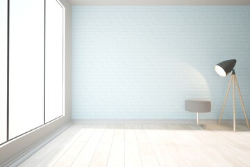 Fototapeta na wymiar modern room with blue wall and lamp interior design. 3D illustration