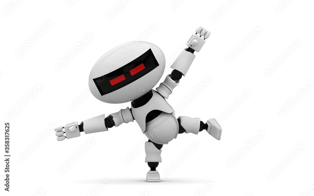 Poster robot 3d rendering illustration on white background. droid 3d rendering. technic science and futuris