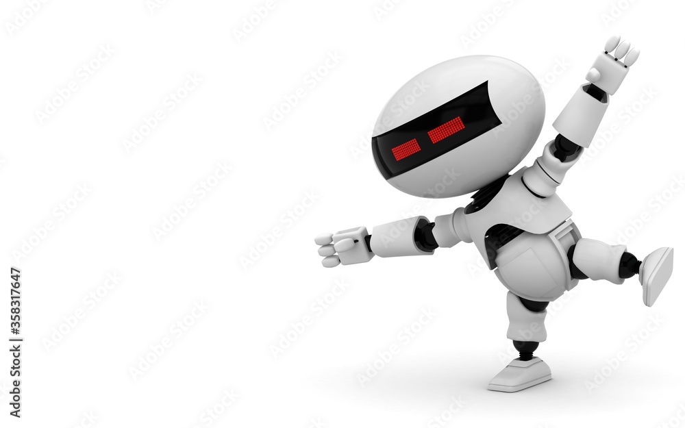 Fototapete robot 3d rendering illustration on white background. droid 3d rendering. technic science and futuris