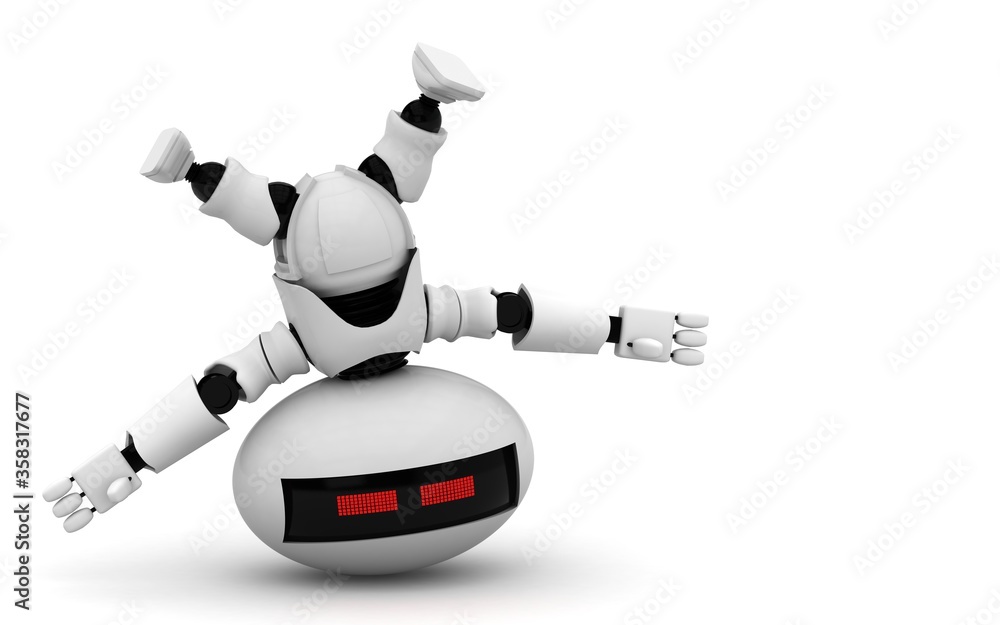 Fototapete robot 3d rendering illustration on white background. droid 3d rendering. technic science and futuris