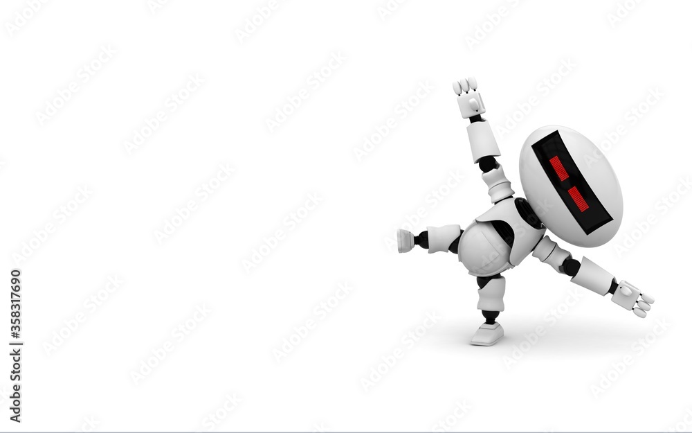 Poster robot 3d rendering illustration on white background. droid 3d rendering. technic science and futuris