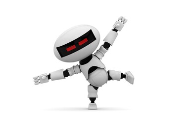 Robot 3d rendering illustration on white background. Droid 3d rendering. Technic science and futuristic background.