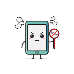 Vector design of a cellphone mascot. Handphone with a flat design style.