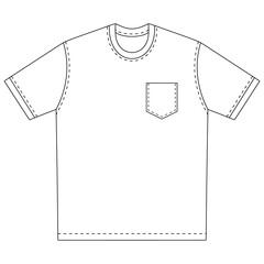 T-shirt pocket vector illustration flat outline template clothing collection top