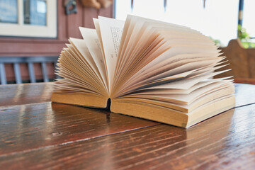 Open books on the table