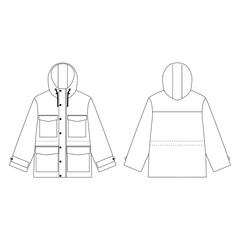 Parka jacket vector illustration flat outline template clothing collection top © MFKRT