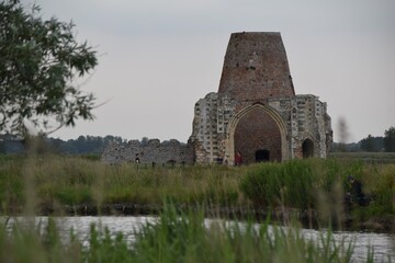 Fototapeta na wymiar St Benet's Abbey in Norfolk, UK - ruins of a medieval monastery in the Norfolk Broads