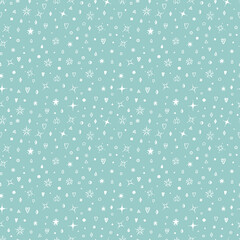 Vector Holiday or Birthday Seamless pattern. Hand Drawn Doodle Stars, Confetti pieces. Festive Background
