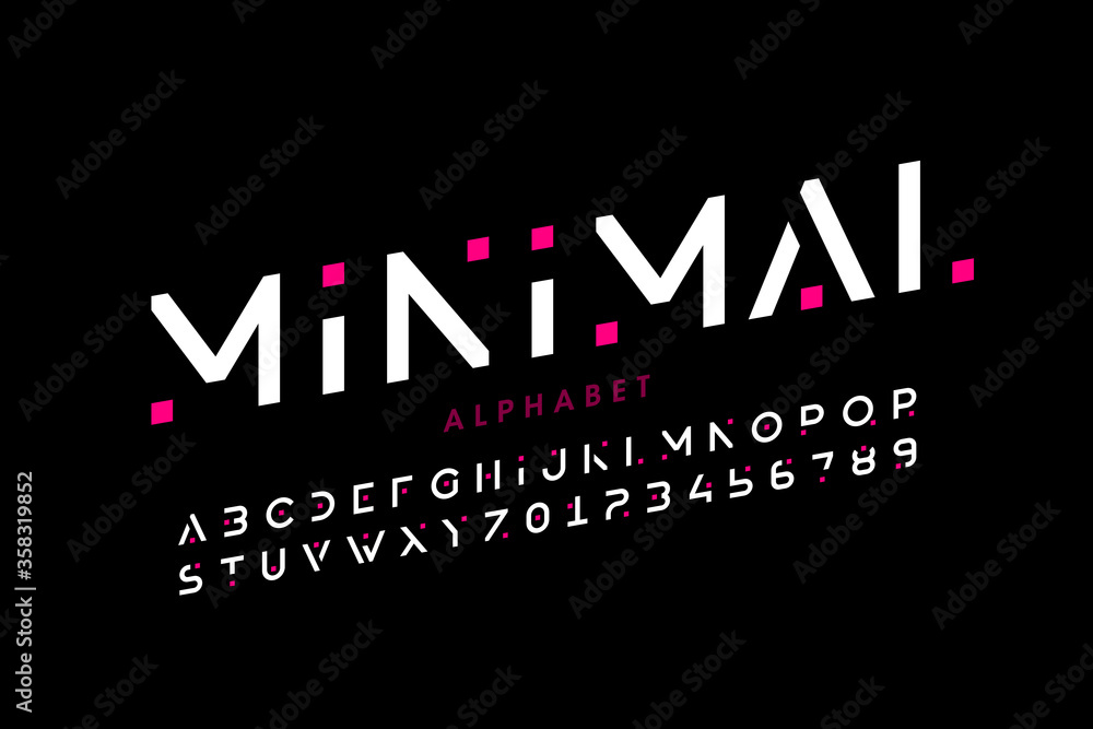 Poster minimal style font, alphabet letters and numbers