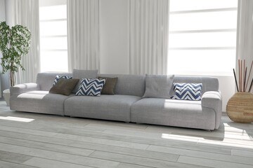 Fototapeta premium modern room with sofa,plant and bascet interior design. 3D illustration