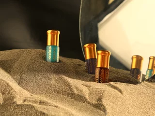 Foto op Plexiglas Arabian oud attar perfume in mini bottles. © DonnyHery