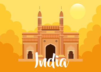 famous monument of india in background for happy independence day vector illustration design