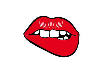 vector red lips on white background