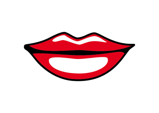 vector red lips on white background