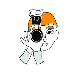 Photography life. Man photographer. Illustration of photography.