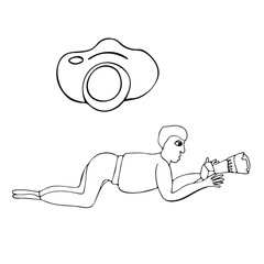 Photography life. Man photographer. Illustration of photography.
