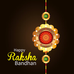 greeting card with decorative rakhi for raksha bandhan, indian festival for brother and sister bonding celebration, the binding relationship vector illustration design